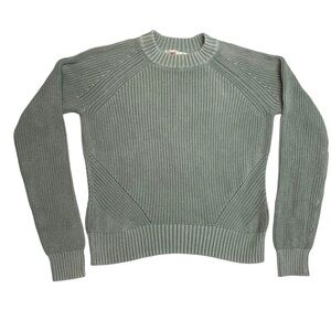 Faherty Sweater Womens Sunwashed Organic Cotton Fisherman Knit Green Crewneck S